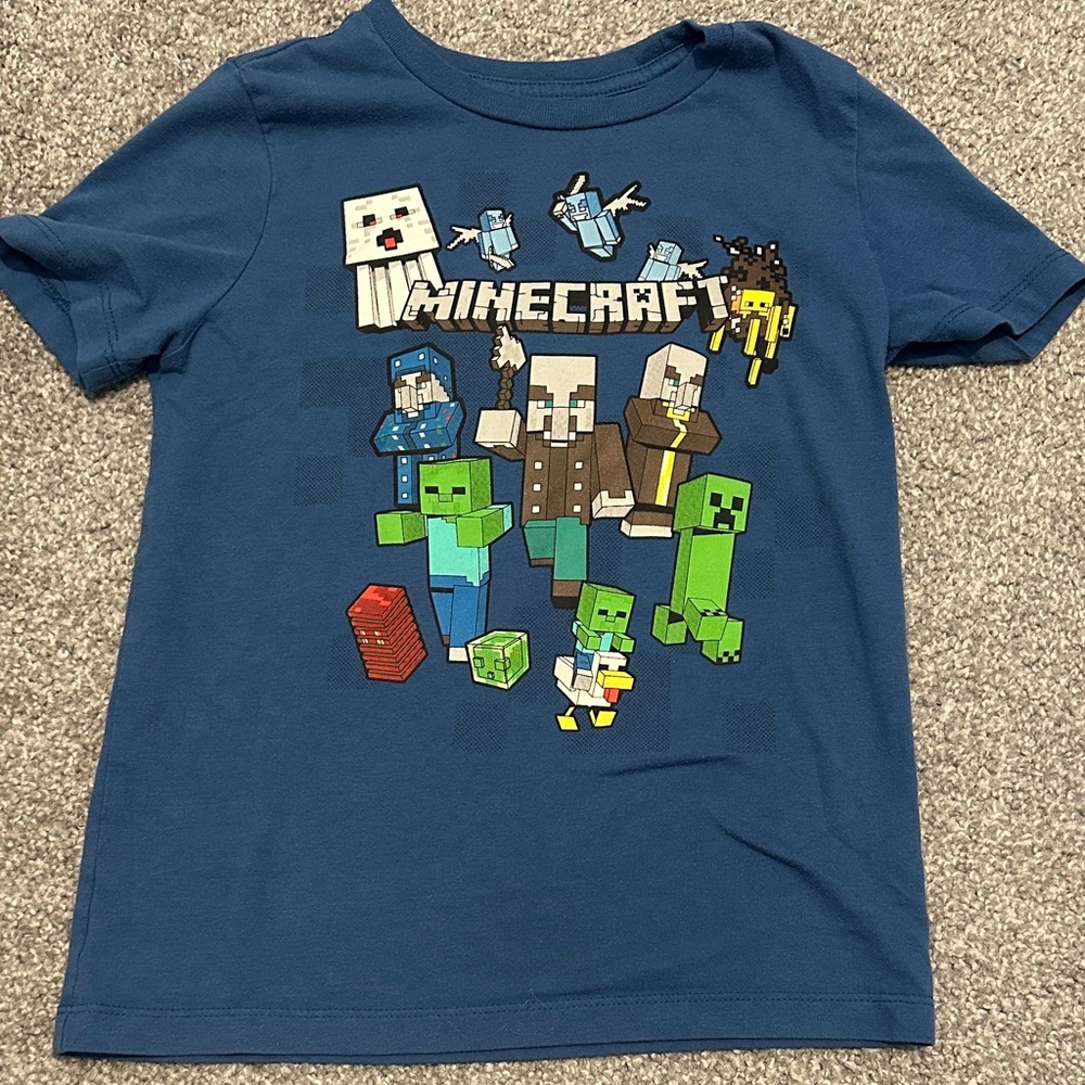 Minecraft Blue Kids Short Sleeve Tee